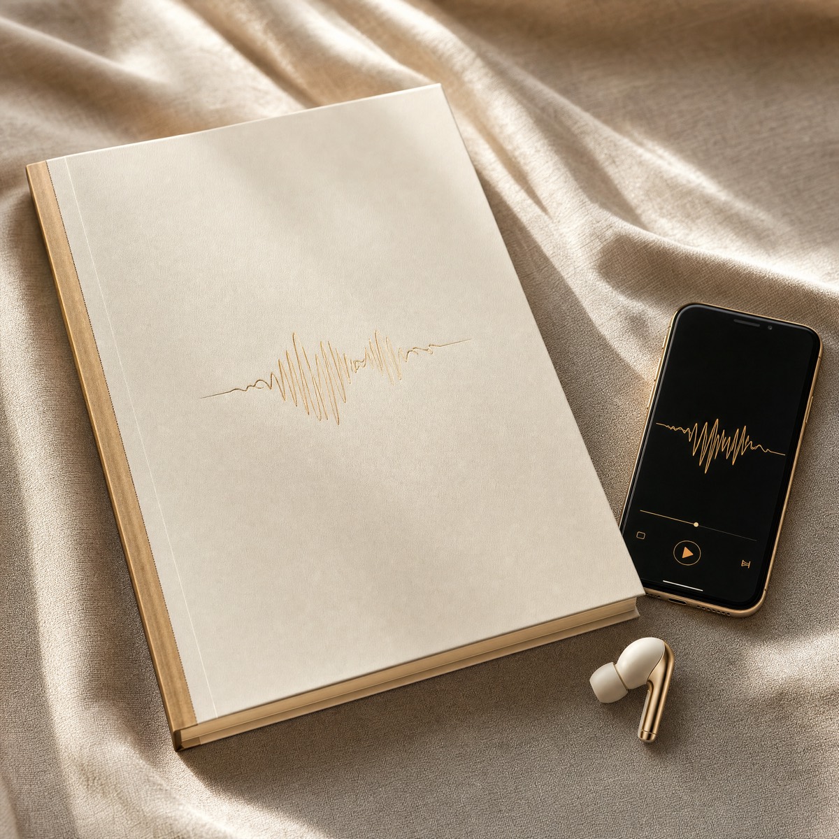 The Voice Analysis Report beside a phone playing the personalized audio prescription